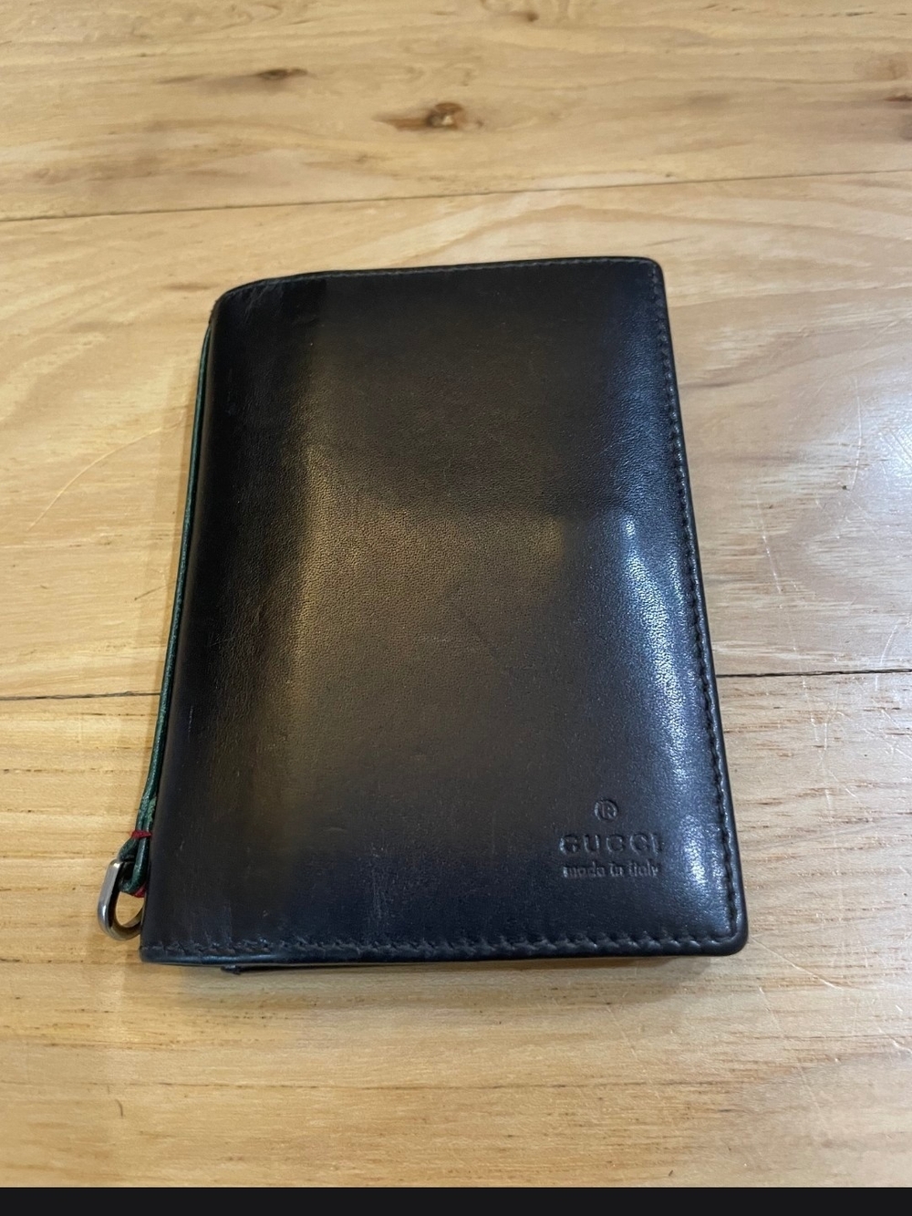 Gucci Black Leather Card Holder Web Stripe